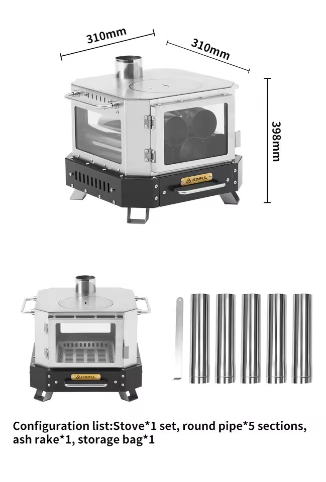 Outdoor Camping Oven - HOMFUL Draagbare Houtkachel Huishoudelijke Verwarming Houtgestookte