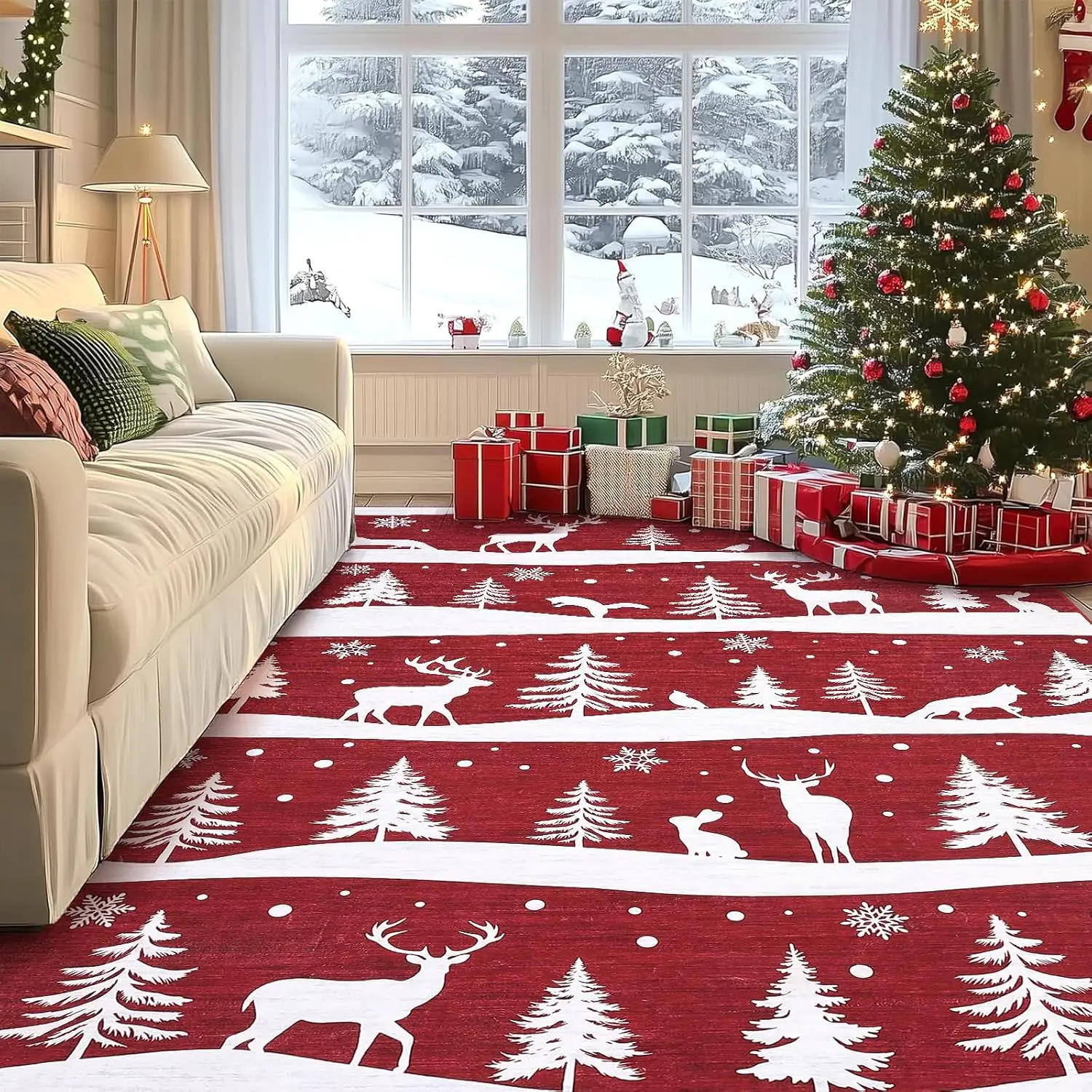 Outdoor Camping Rugs 9X12 - Garvee 9X12/8X10FT vloerkleden, kerstvloerkleden met kerstboom,