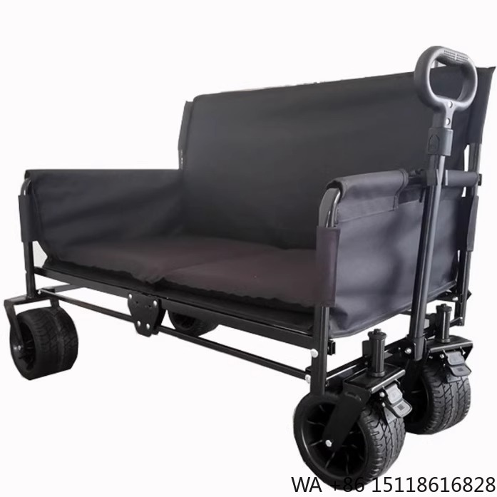 Camp Table Folding - JXFT Multifunctionele Vierwielige Metalen Opvouwbare Buitenwagen