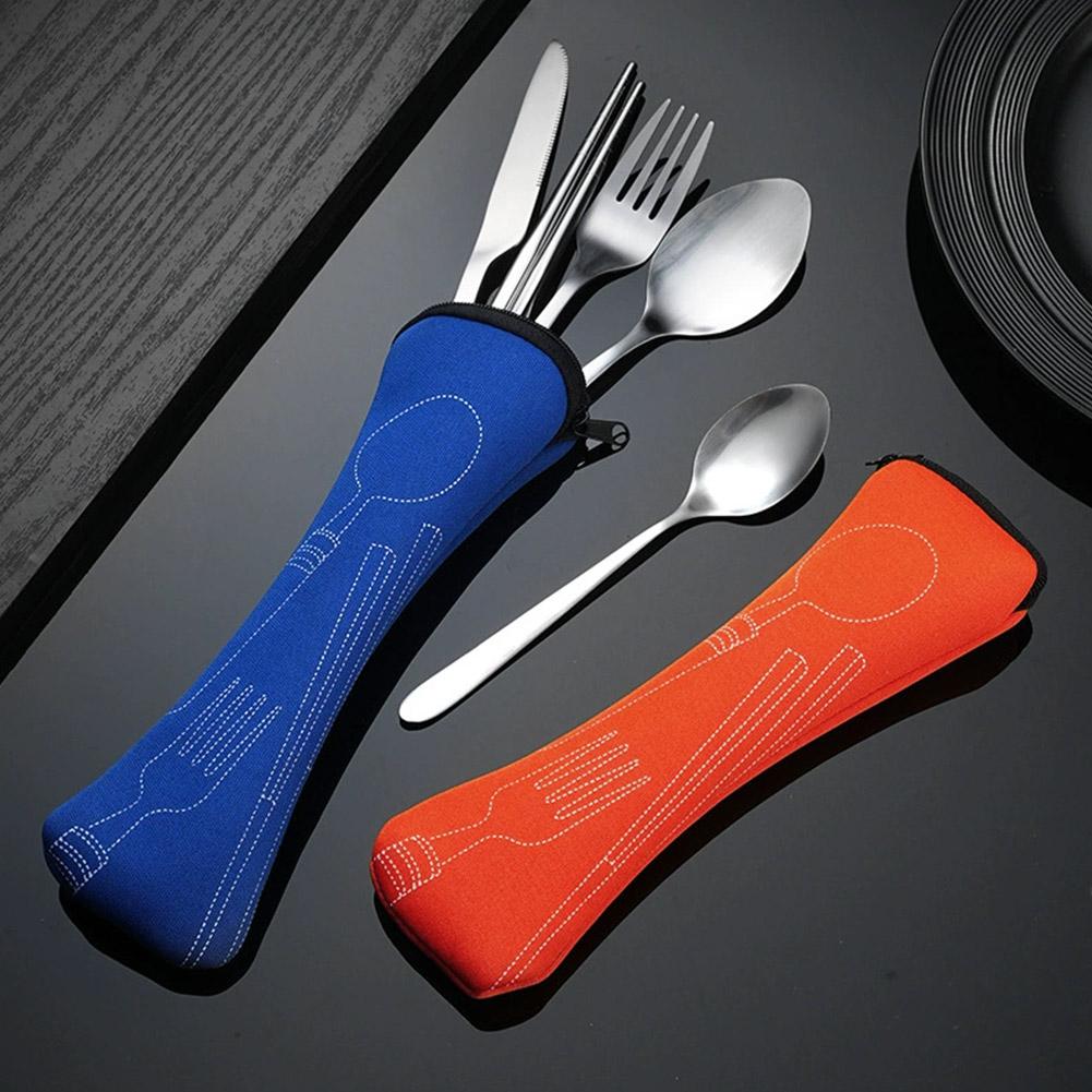 Camp Utensil Set - Picknickset Serviesgoed Wasbaar met ritssluiting Reisbestekset