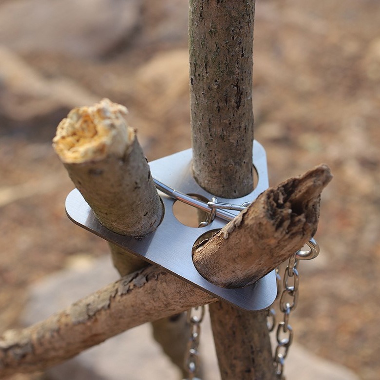 Camp Utensil Set - Roestvrijstalen campingstatief, draagbaar, afneembaar, hangrek voor