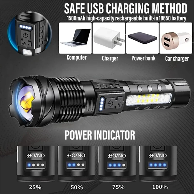 Krachtige LED-zaklamp Oplaadba - Outdoor Camping And Fishing recensie en prijs