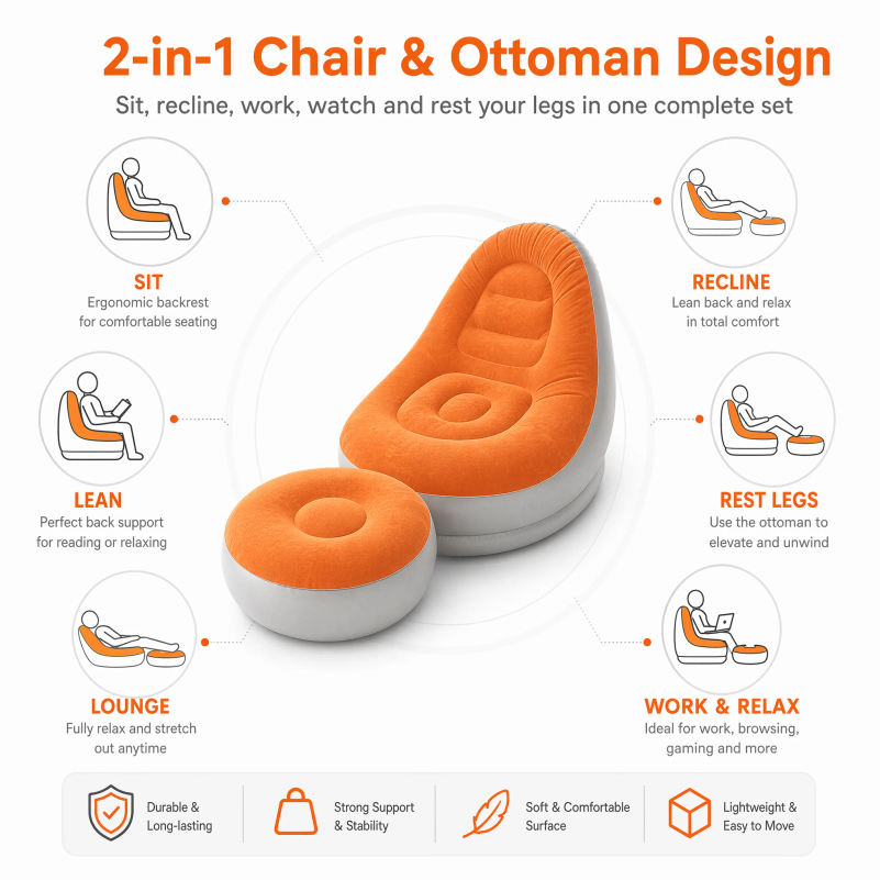 Opblaasbare Lazy Sofa Set met  - Outdoor Camping Folding Chairs recensie en prijs