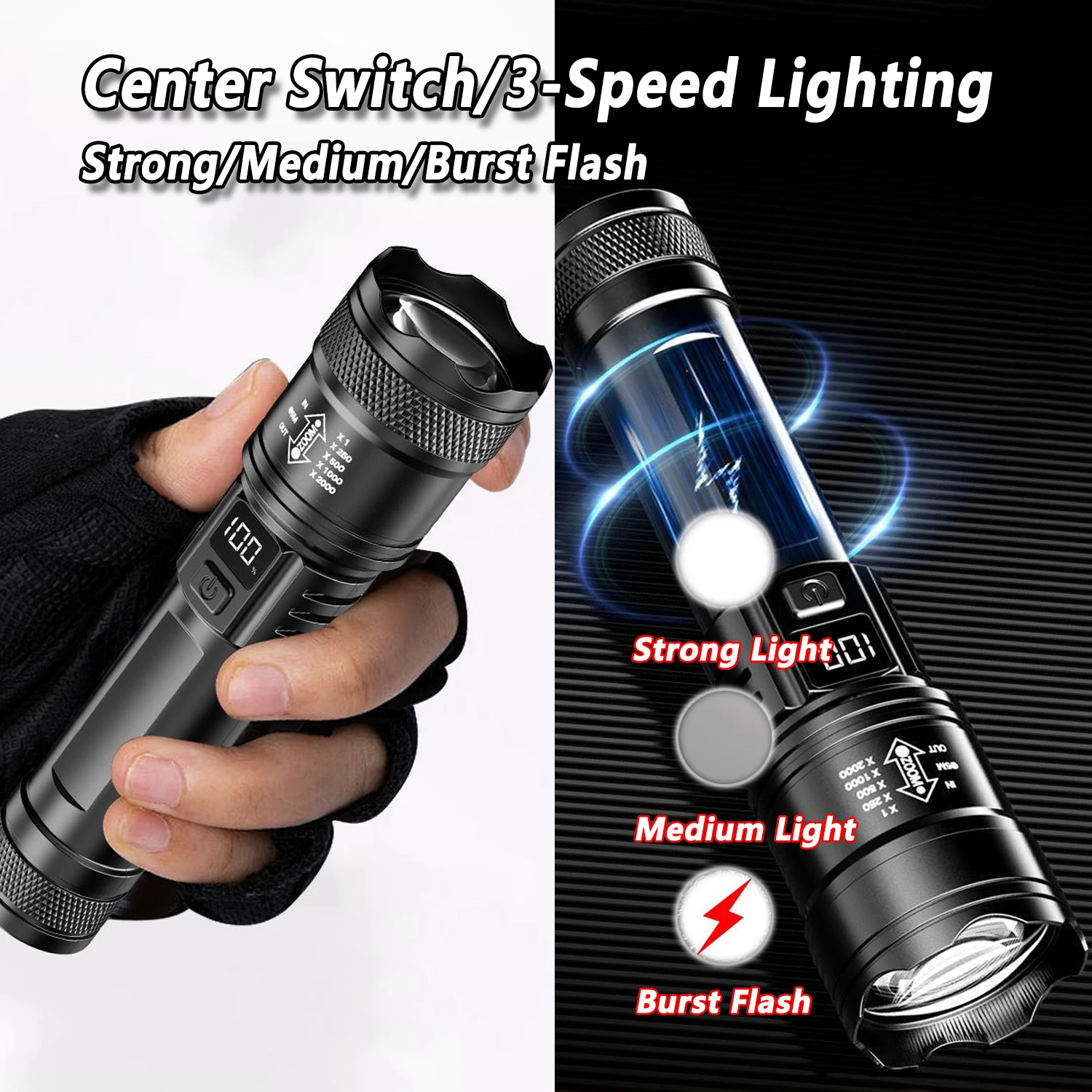 Ultraheldere LED-zaklamp 2000L - Outdoor Camping And Fishing recensie en prijs